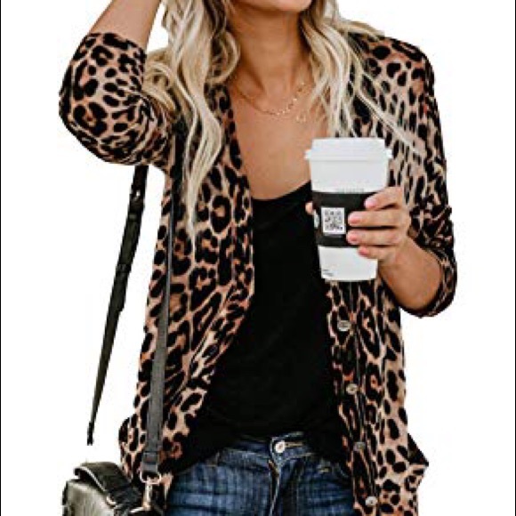 ❗️1 LEFT❗️ Boho Waterfall Leopard Cardigan Casual - Picture 2 of 3